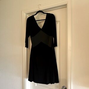 Lauren Ralph Lauren 3/4 Sleeve Velvet Black&Gray Colorblock Dress - size 12
